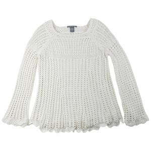 Kate & Mallory White Pointelle Sweater 2-in-1 Layered Top Built In Tank Boho XL